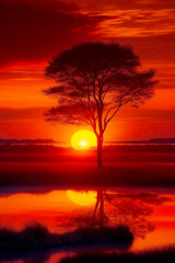 sunset over the lake