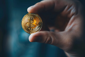 A person holding a physical bitcoin