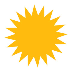 Silhouette geometric shape of sun or star with rays in flat style, simple minimalistic weather icon