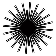 Vibrant black and white vector radial lines, starburst, comic book element, graphic design wish star rays isolated on white. - 749559831