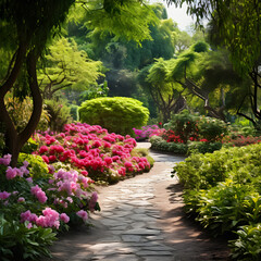 Spectacular Display of Botanical Diversity - A Kaleidoscope of Colors in Blossoming Botanical Garden