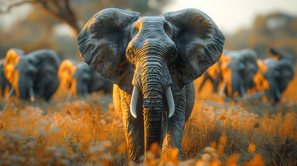 Close-up of safari wild life in nature image ultra wide angle lens - obrazy, fototapety, plakaty