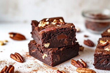 A brownie with a nuts and a gooey