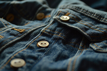 A denim texture with buttons and pockets