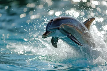 Foto op Canvas A dolphin with a jump and a splash © Formoney