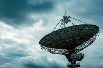 A satellite with a dish and a signal