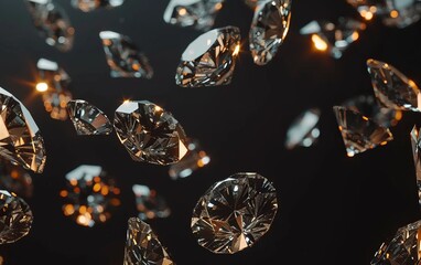 Glimmering Diamonds: Sparkling Gems on Black