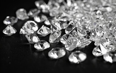Glimmering Diamonds: Sparkling Gems on Black