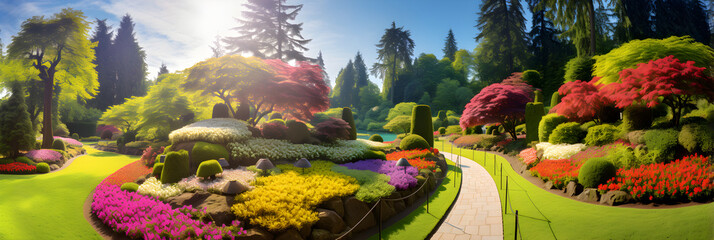 Spectacular Display of Botanical Diversity - A Kaleidoscope of Colors in Blossoming Botanical Garden