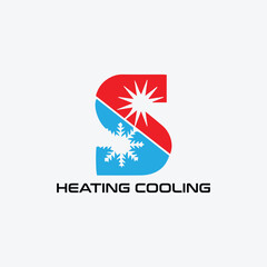 heating and cooling logo design vector