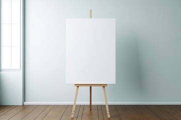 Blank Canvas on Easel in Front of Window
