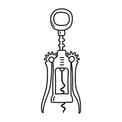 Corkscrew vector icon in doodle style. Symbol in simple design. Cartoon object hand drawn isolated on white background.