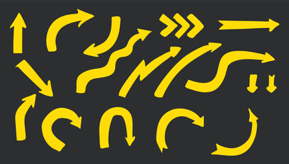 Thick arrows for notes and stories. decorative arrows.Brushes and elements for taking notes, highlighting and underlining text.