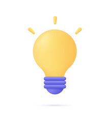 3D Light bulb icon. Business, strategy, idea, solution concept