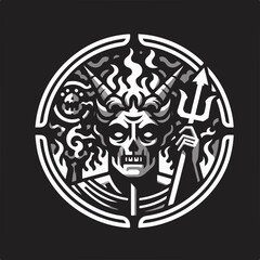 Hades, the god of the dead and the king of the underworld vector logo icon sticker.