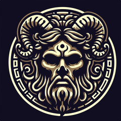 Hades, the god of the dead and the king of the underworld vector logo icon sticker.