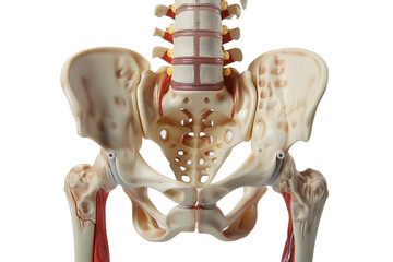 Human Pelvic Bones and Spine Anatomy Model  -  Isolated on Transparent White Background

