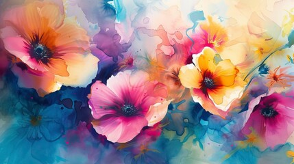 Fototapeta na wymiar abstract watercolor bright flowers