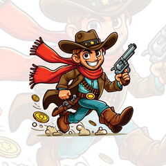 Vector cartoon cow gym bodybuilder, cowboy illustration, Generative Ai