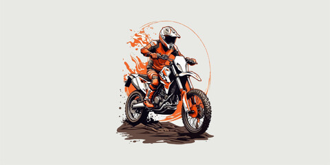 vector logo of a person riding a trial motorbike suitable for your brand