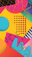 Obraz premium 1990s mood pop magazine style colorful flyer background, centered composition, rule of thirds