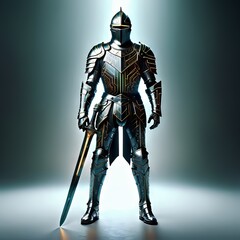 Fototapeta premium A futuristic knight with circuit armour defending your it and network 