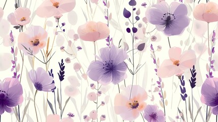 delicate beautiful feminine seamless pattern with wildflowers
