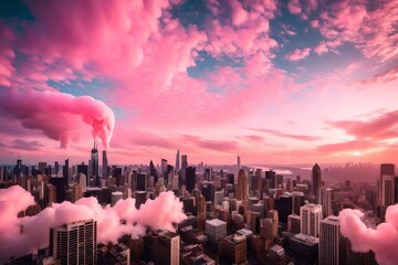 clouds over city generated by AI technology