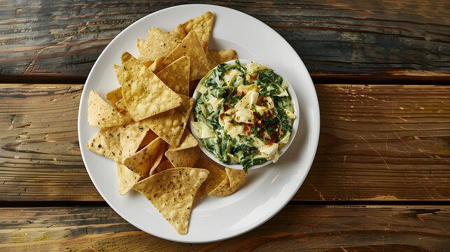 Creamy spinach and artichoke dip with tortilla chips