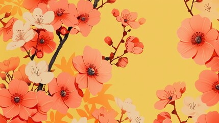flower print on a yellow background