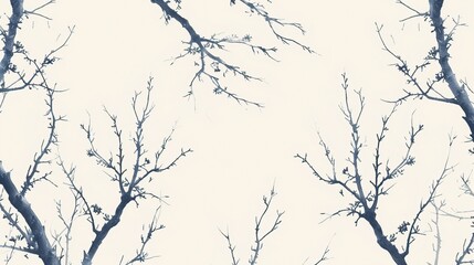 Obraz premium light seamless pattern with branches hand drawn paint