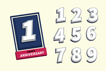 Vector set of 3D anniversary greeting card emblems