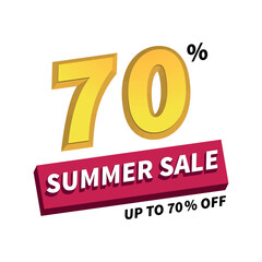 Vector illustration of 3D summer sale with 70% discount