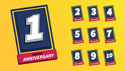 Vector set of 3D anniversary emblems, design template for creative poster