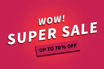 Vector illustration of 3D super sale with 70% discount banner