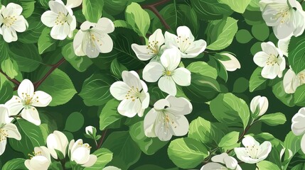 Fototapeta premium Spring summer delicate seamless pattern with blooming Flower