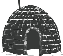 Silhouette igloo the Eskimo tribal House black color only - obrazy, fototapety, plakaty