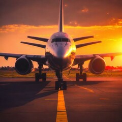 Fototapeta premium Journey to Dawn: Illuminated Wings. Genrative IA