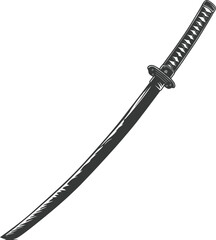 Silhouette katana sword black color only full