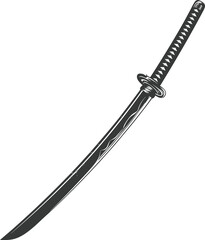 Silhouette katana sword black color only full