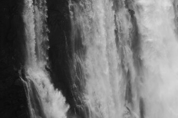 Water flowing down the cliffs of Victoria Falls