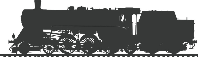 Silhouette locomotive black color only - obrazy, fototapety, plakaty