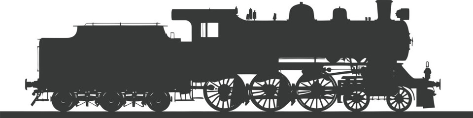 Fototapeta premium Silhouette locomotive black color only
