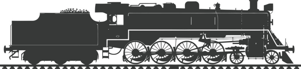 Fototapeta na wymiar Silhouette locomotive black color only