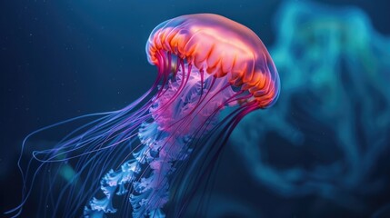 Group of vibrant jellyfish in aquarium.