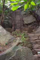 Ruins of ancient staircase Pidurangala Rajamaha Viharaya, Sri Lanka.