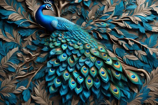 peacock feather detail generated by AI technology