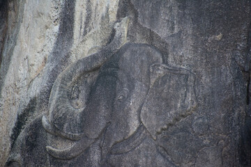 Elephant Figurines stone carvings in Isurumuniya, Anuradhapura, Sri Lanka.