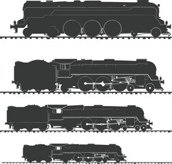 Silhouette locomotive black color only - obrazy, fototapety, plakaty