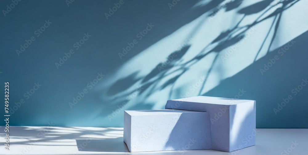 Aufkleber modern geometric style of showcase for cosmetics product display with shadows and light for product 